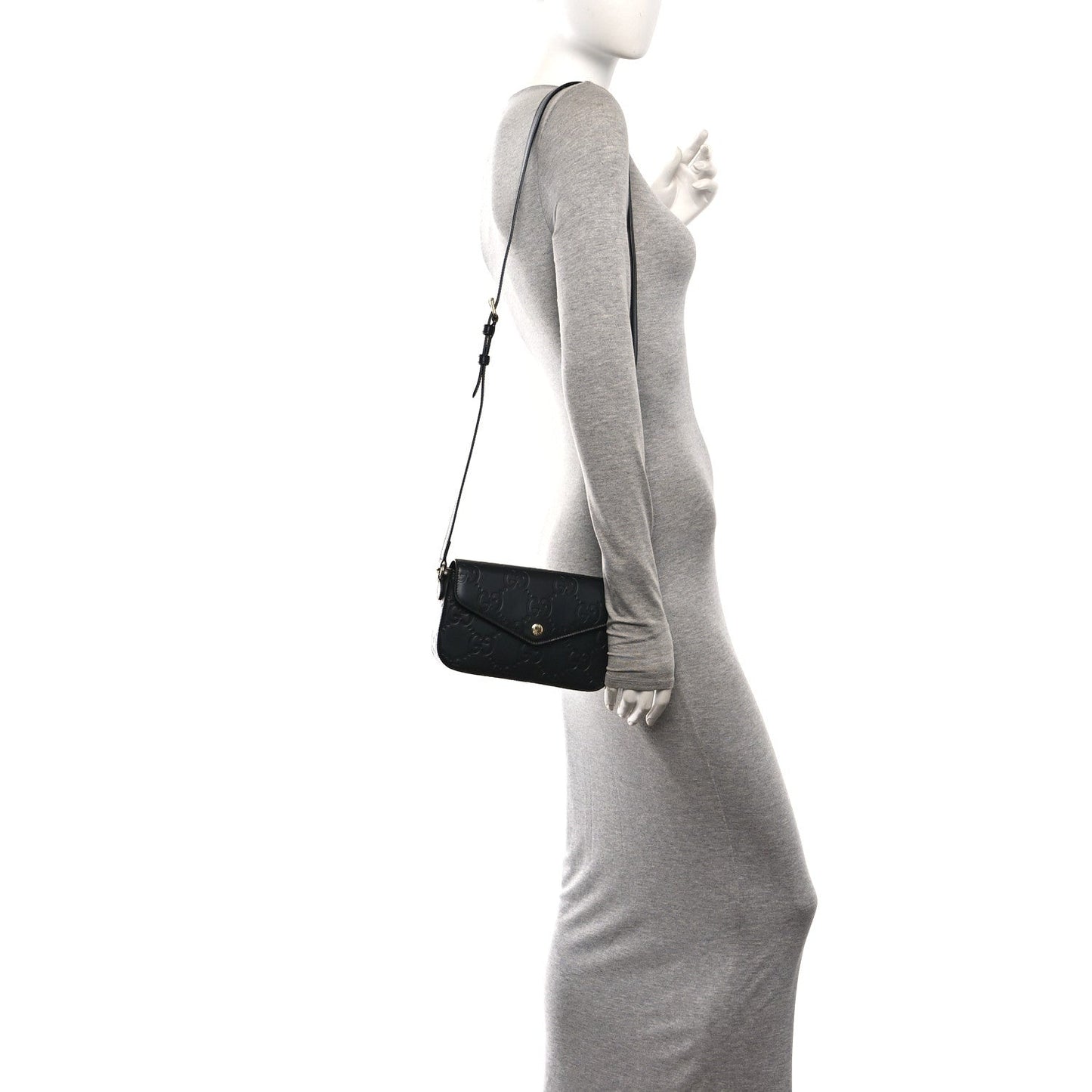 Gilbert Calfskin GG Super Mini Shoulder Bag Black