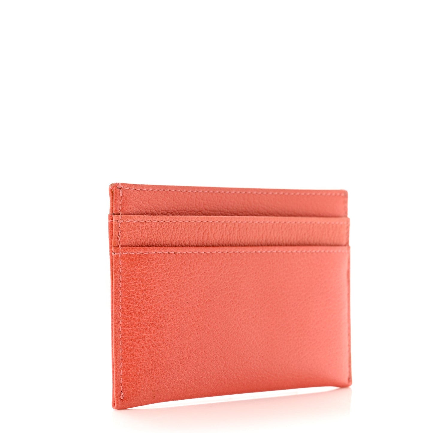 Goatskin Camellia Embossed Card Holder Coral