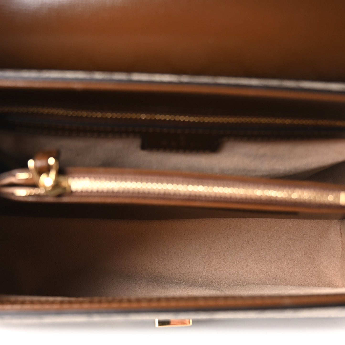 GG Supreme Monogram Calfskin Medium Horsebit 1955 Top Handle Bag Beige Ebony Brown Sugar