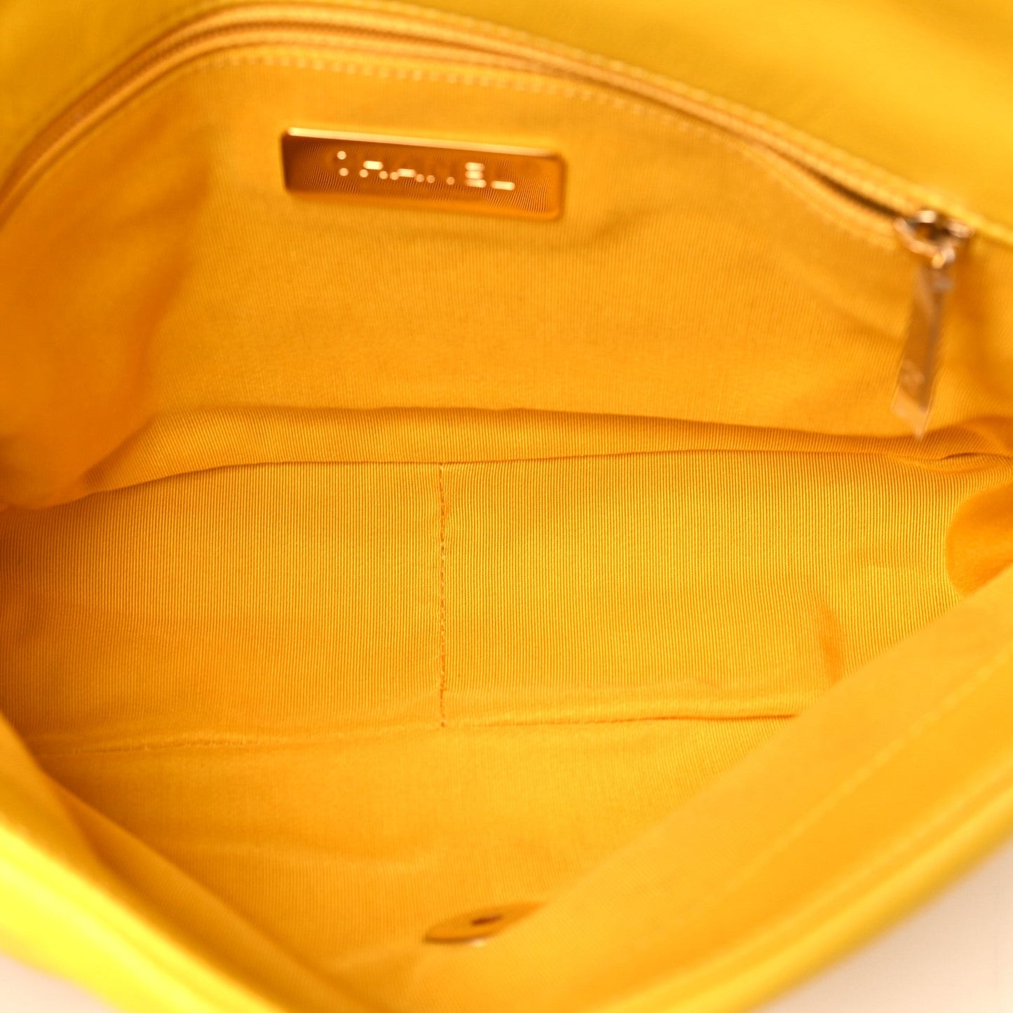 Shiny Goatskin Quilted Medium Chanel 19 Flap Yellow