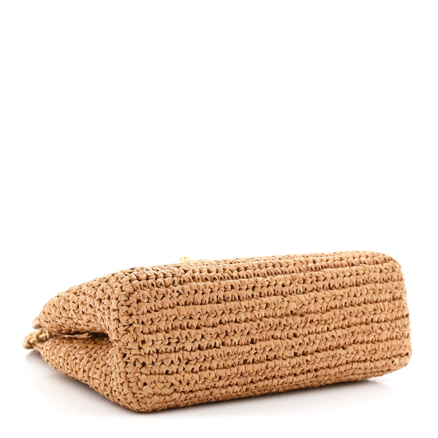 Braided Raffia Nano Kelly Flap Bag Dark Beige