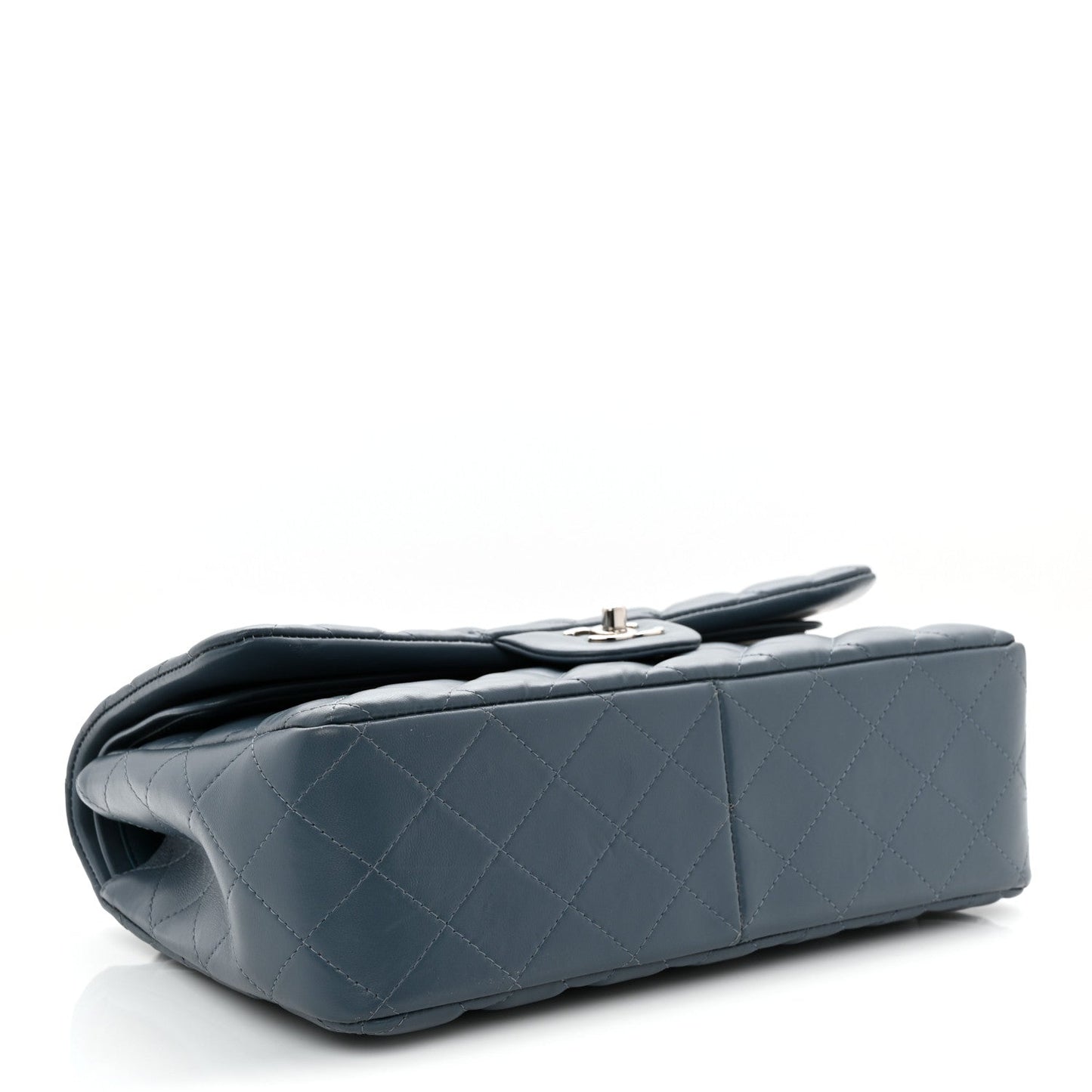 Lambskin Quilted Jumbo Double Flap Dark Blue