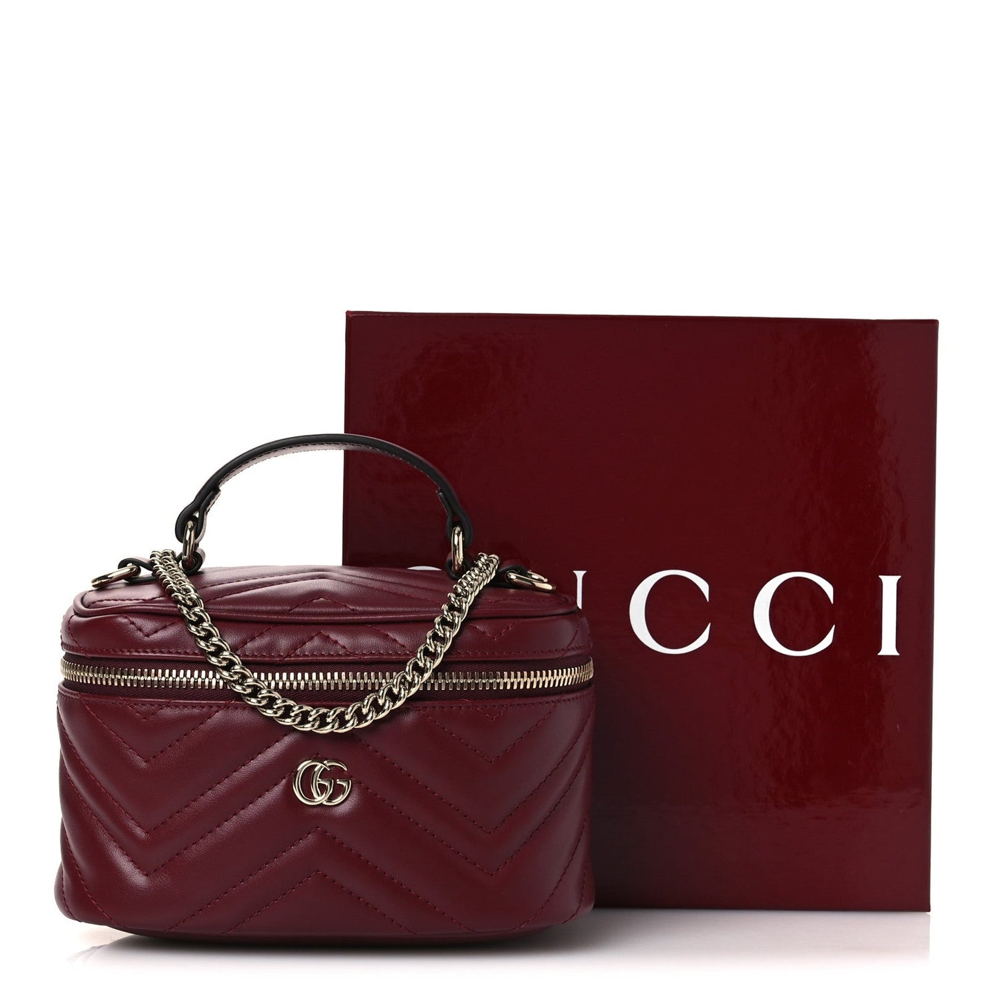 Calfskin Matelasse GG Marmont Vanity Cosmetic Case Burgundy