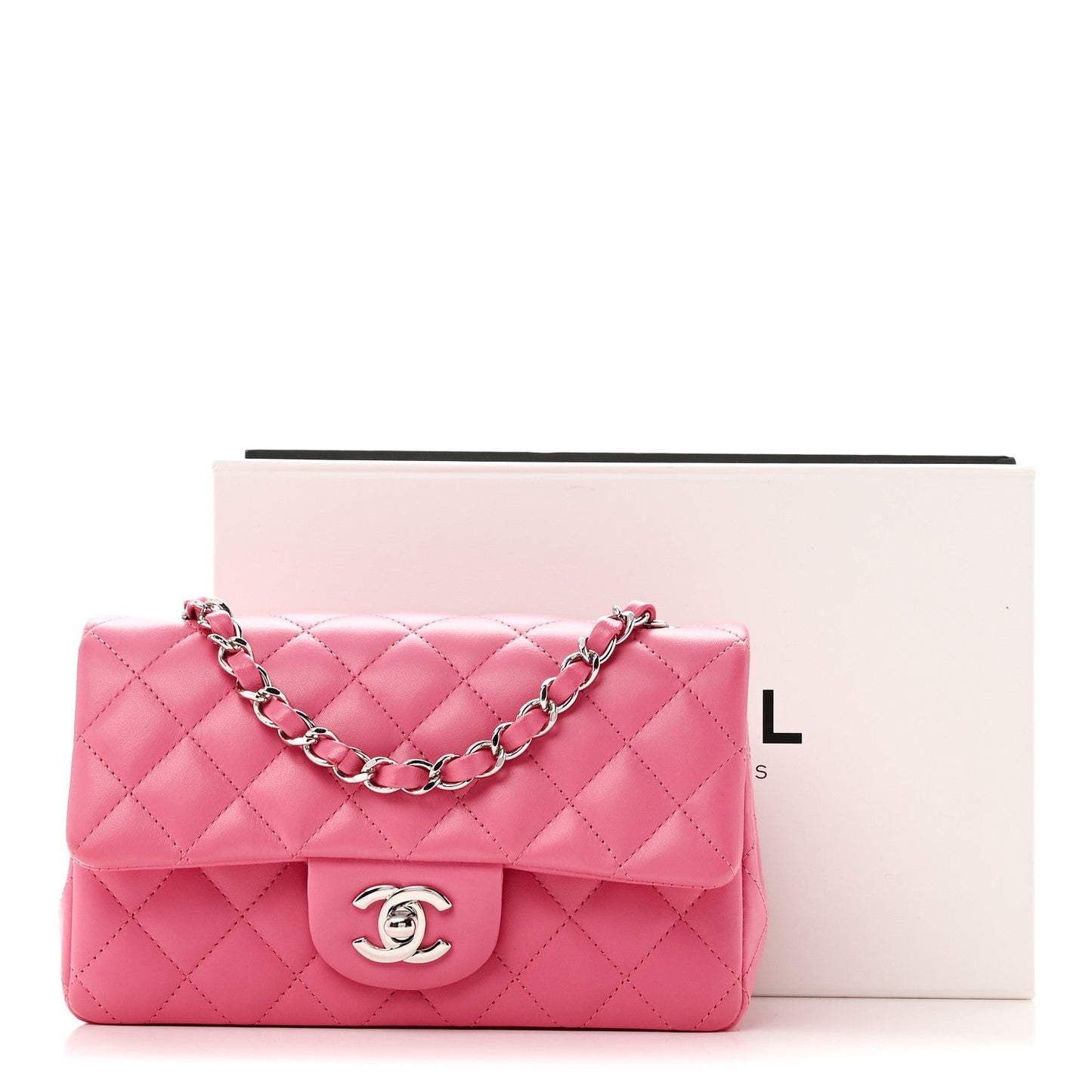 Lambskin Quilted Mini Rectangular Flap Pink