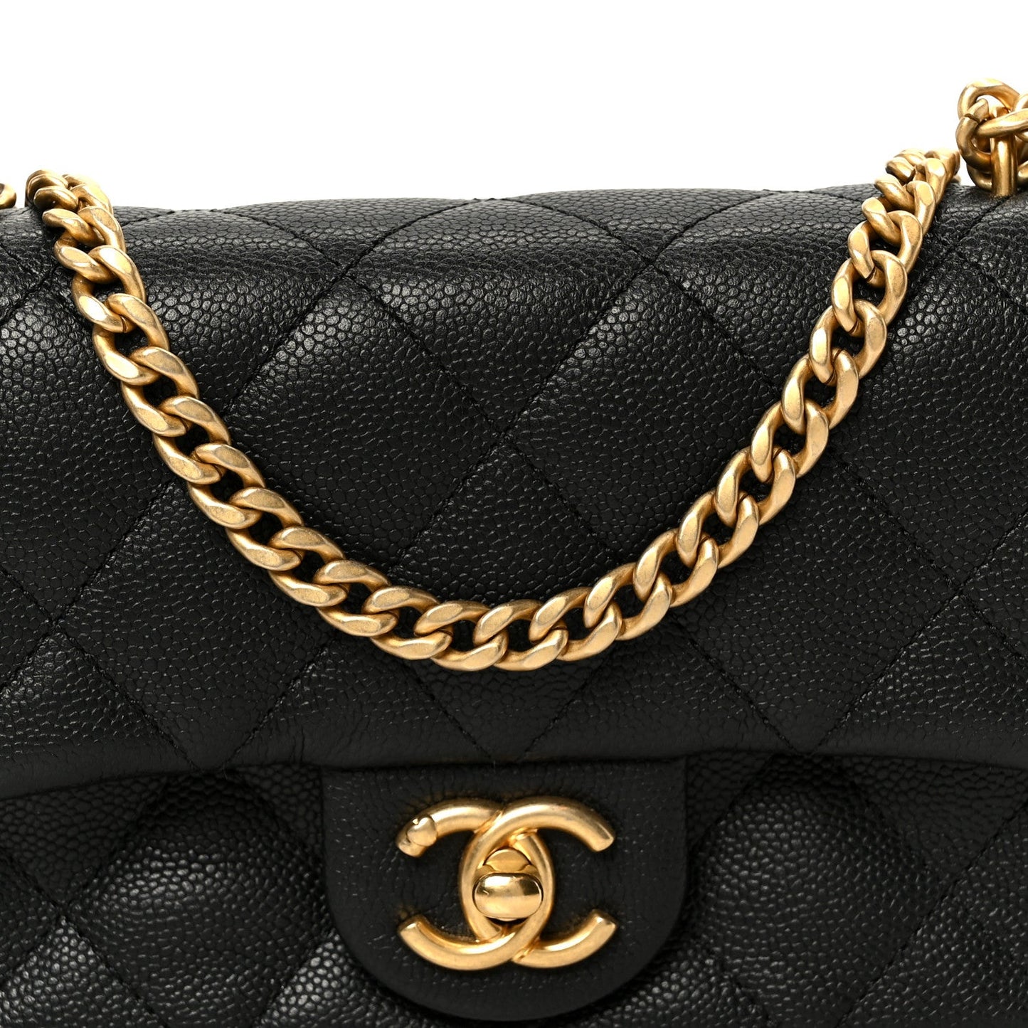Caviar Quilted Mini Sweetheart Rectangular Flap Black