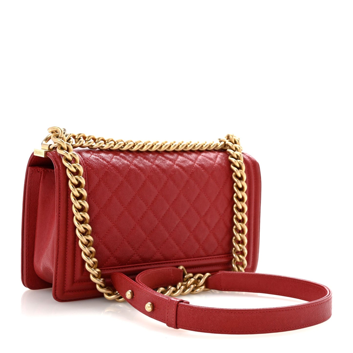 Caviar Quilted Medium Boy Flap Red