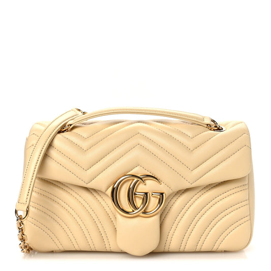 Lambskin Matelasse Medium GG Marmont Shoulder Bag Light Yellow