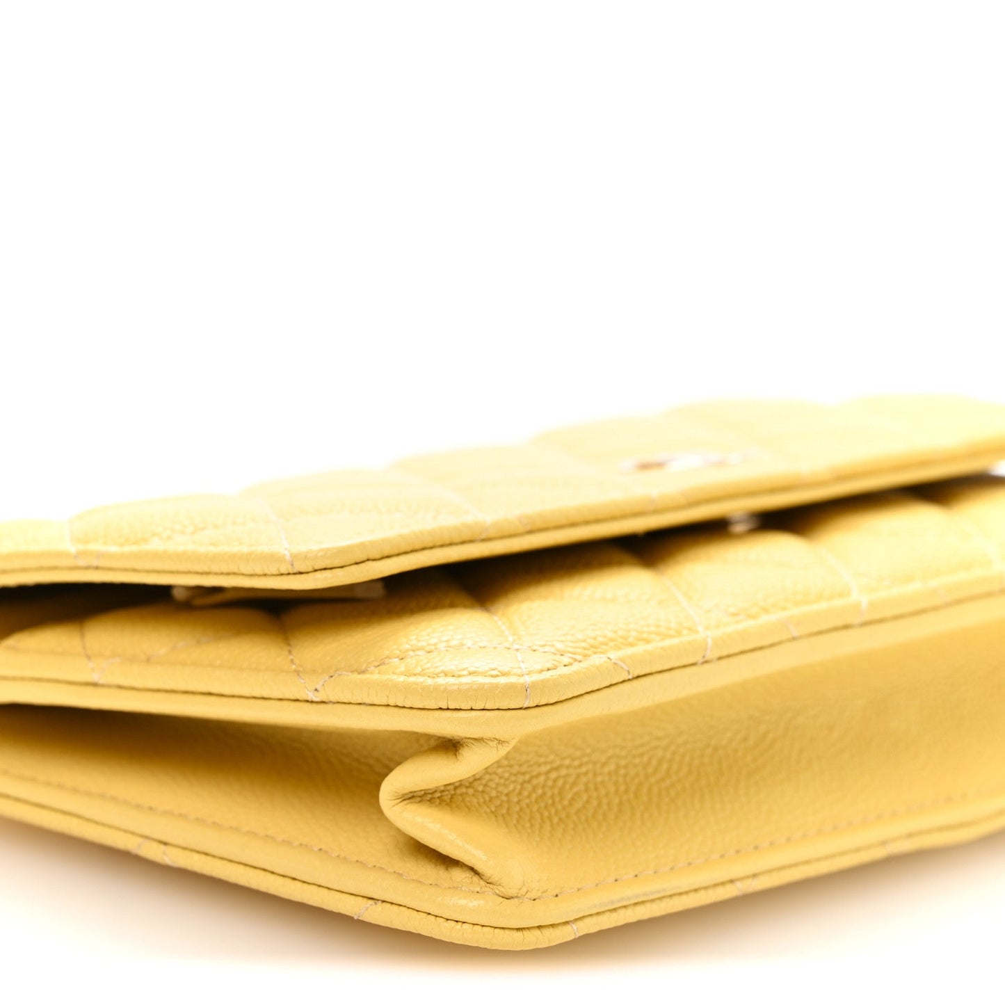Caviar Quilted Tiny CC Wallet On Chain WOC Yellow