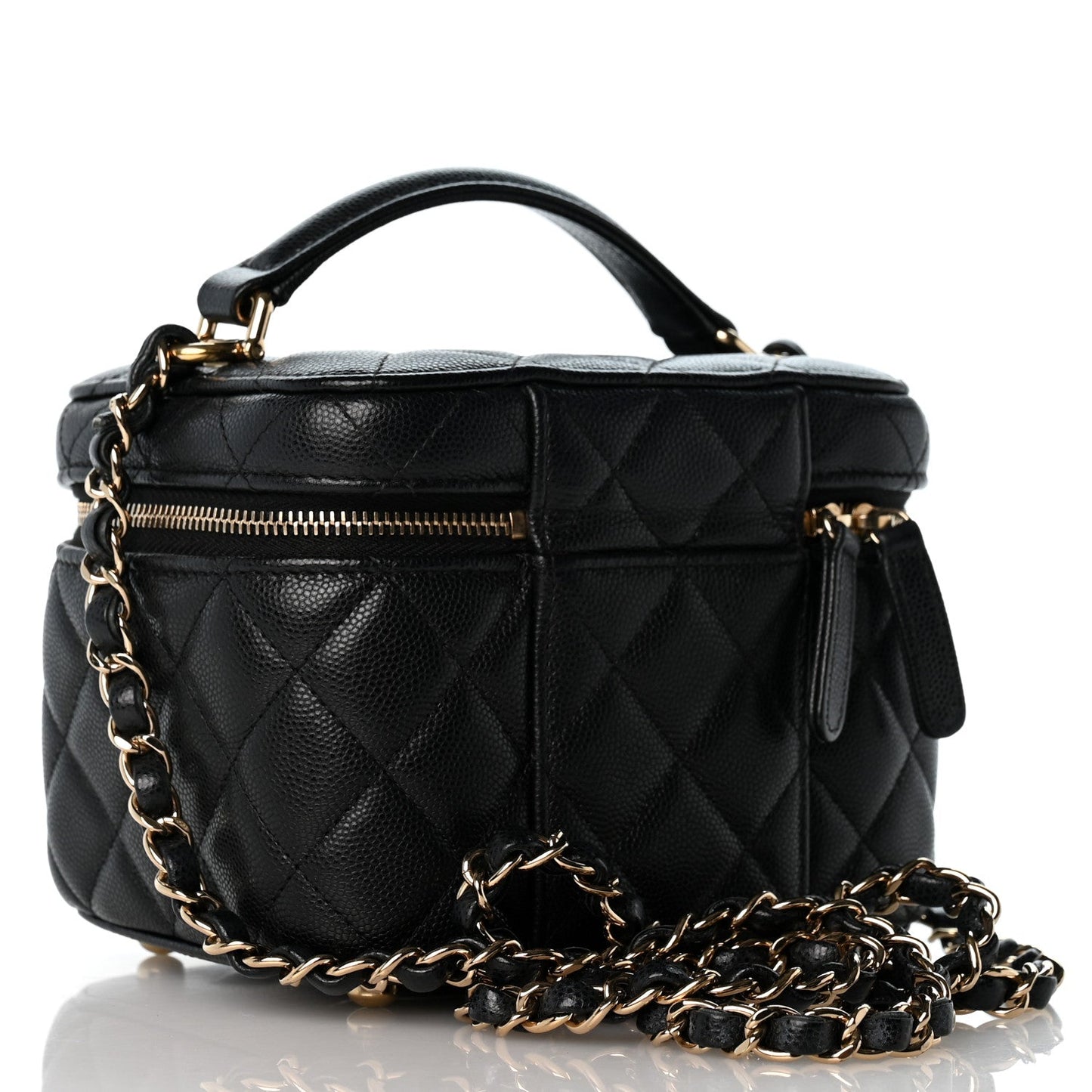 Caviar Quilted Small CC Vanity Case Black