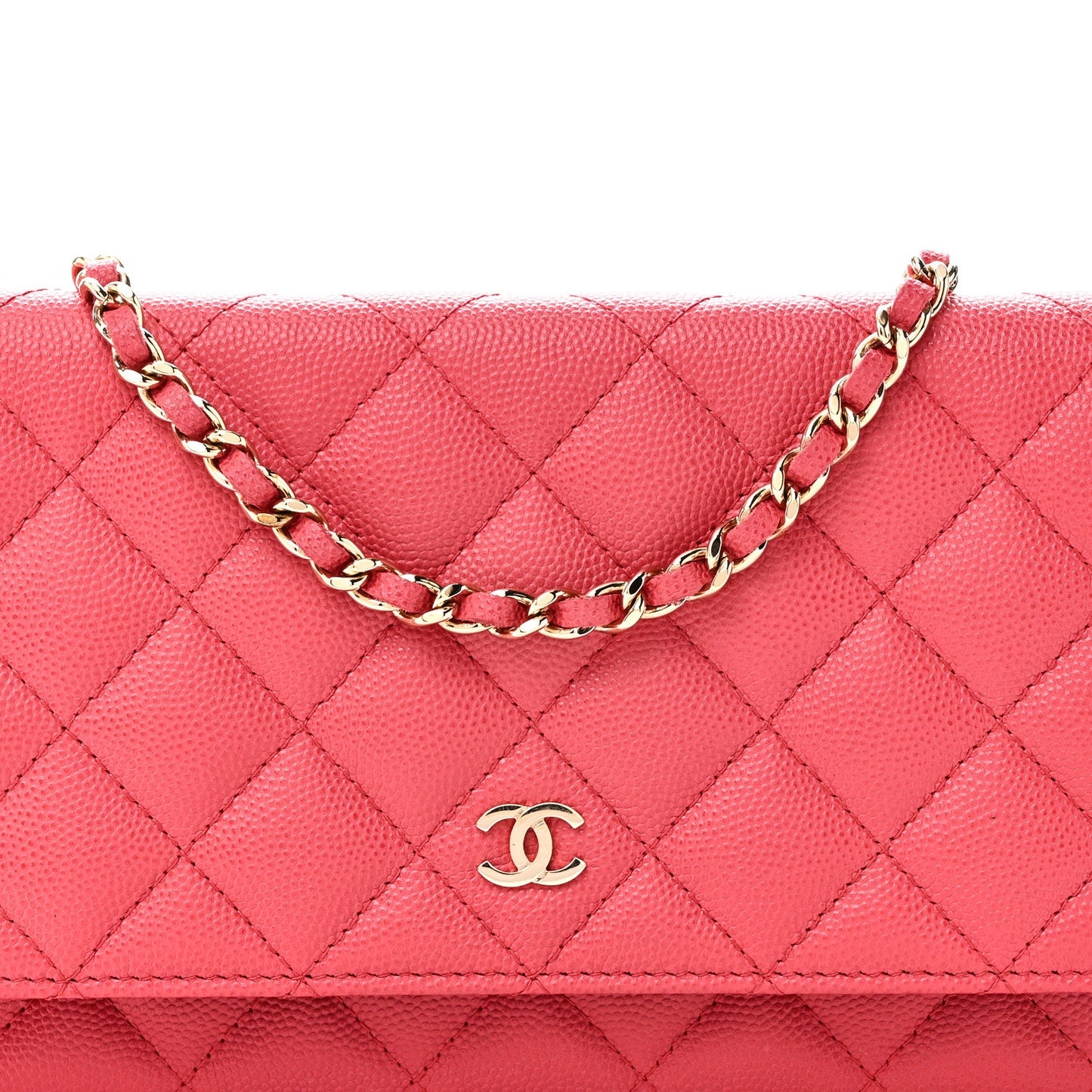 Caviar Quilted Wallet on Chain WOC Pink