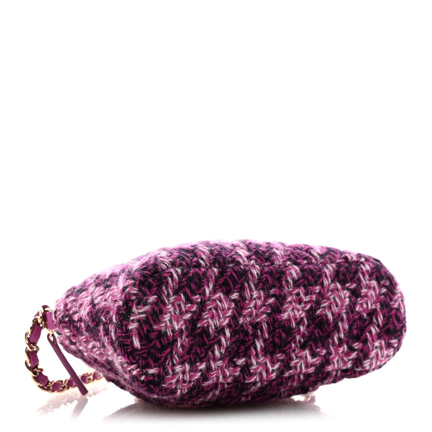 Tweed Quilted Mini Clutch With Chain Purple
