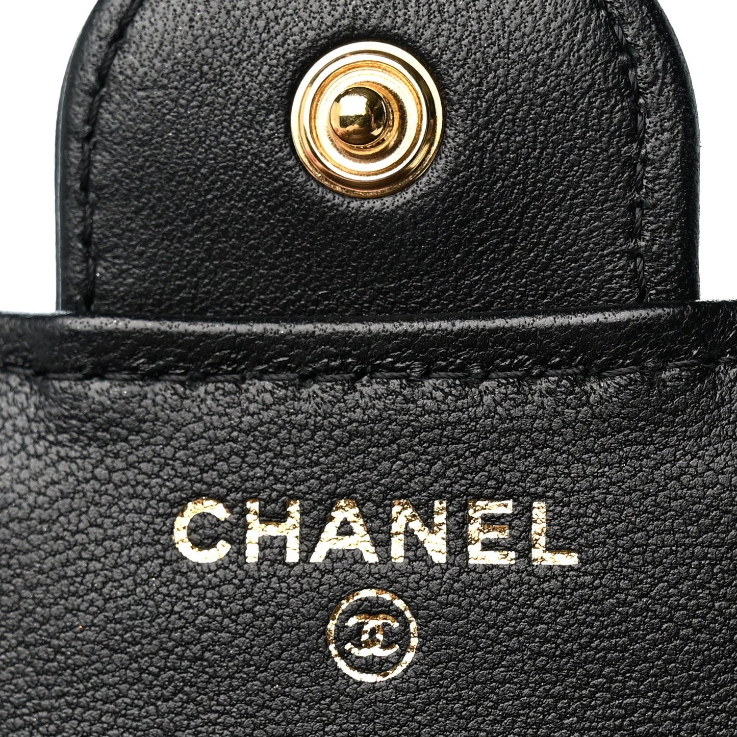 Lambskin Quilted Compact Flap Wallet Black