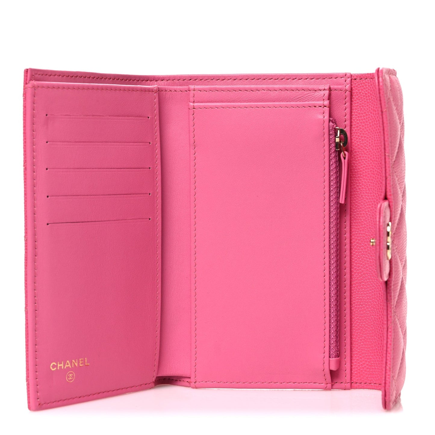 Caviar Quilted Medium Flap Wallet Pink