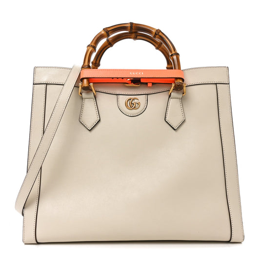 Wonka Grain Calfskin Medium Diana Tote Bag Mystic White Orange Fluo