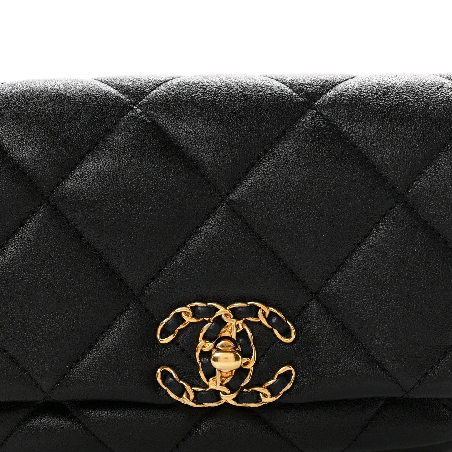 Lambskin Quilted Chanel 19 Waist Bag Black