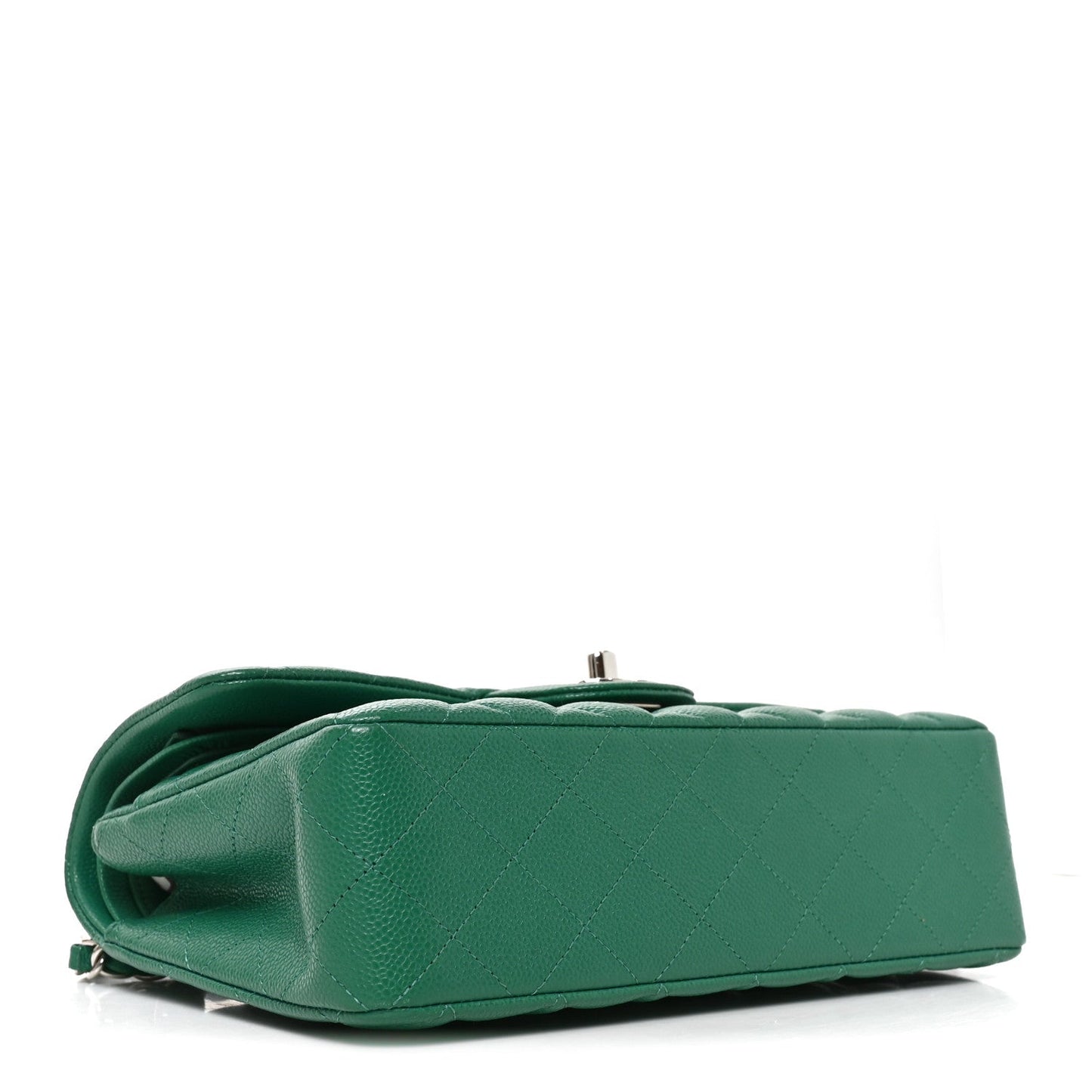 Caviar Quilted Small Double Flap Green
