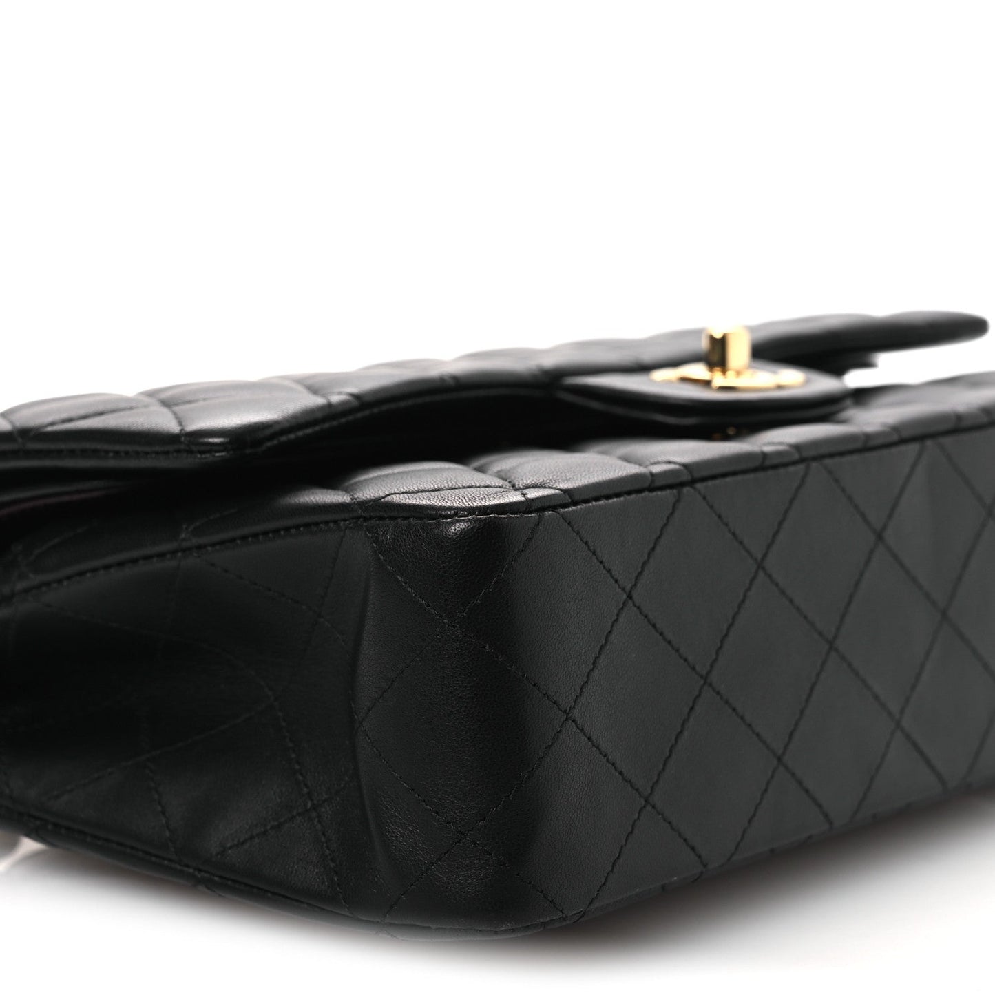 Lambskin Quilted Medium Double Flap Black