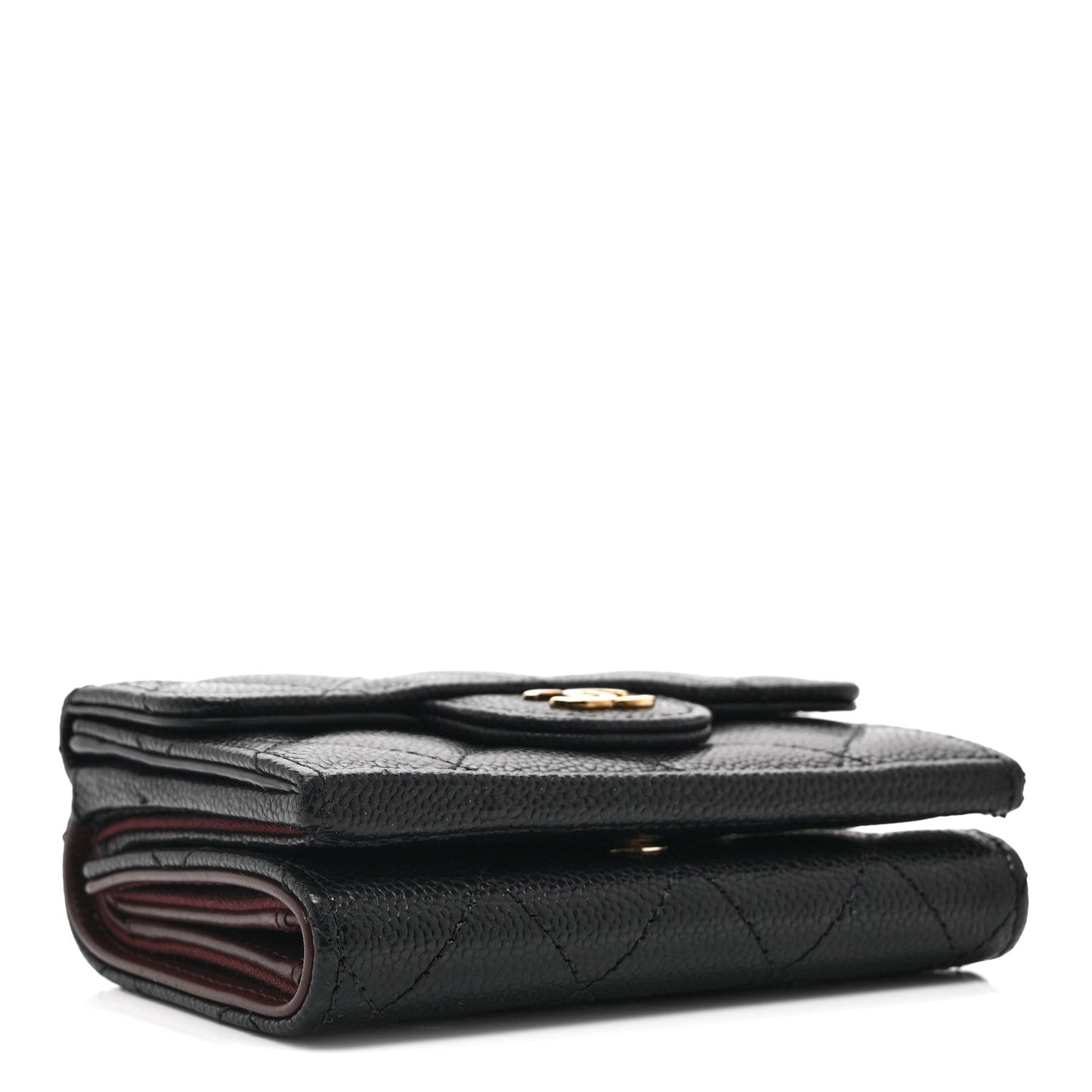 Caviar Quilted Double Flap Wallet Black
