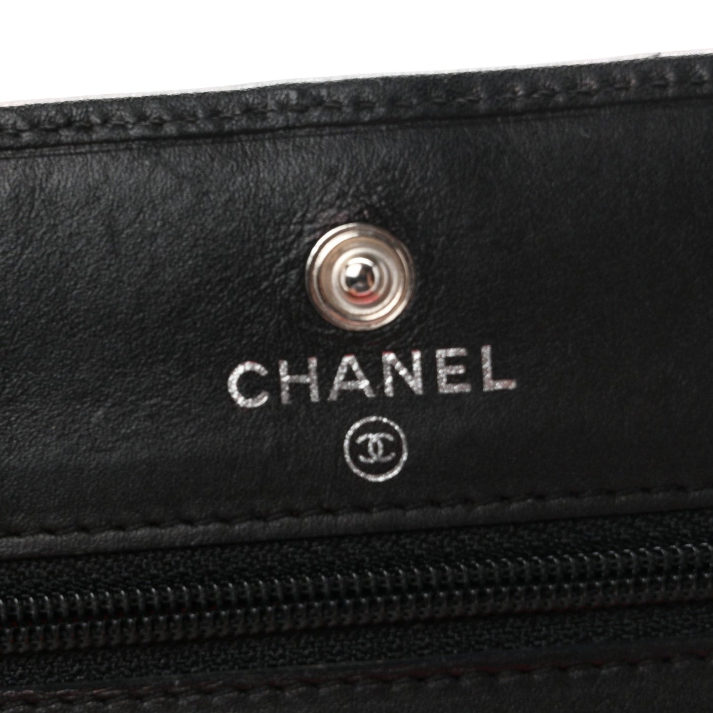Calfskin Quilted Cambon Wallet on Chain WOC Black