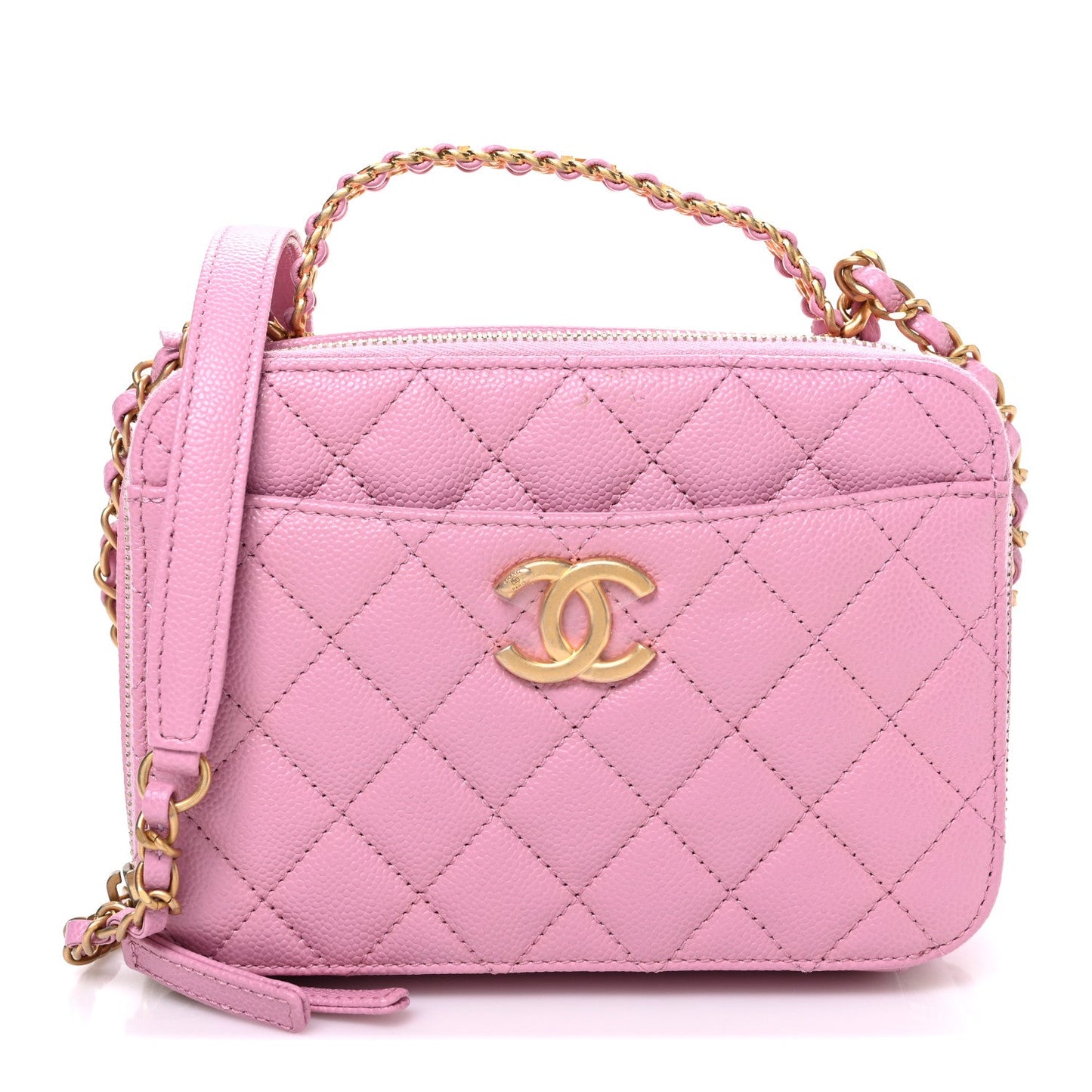 Caviar Quilted Pick Me Up Small Vanity Case Dark Pink