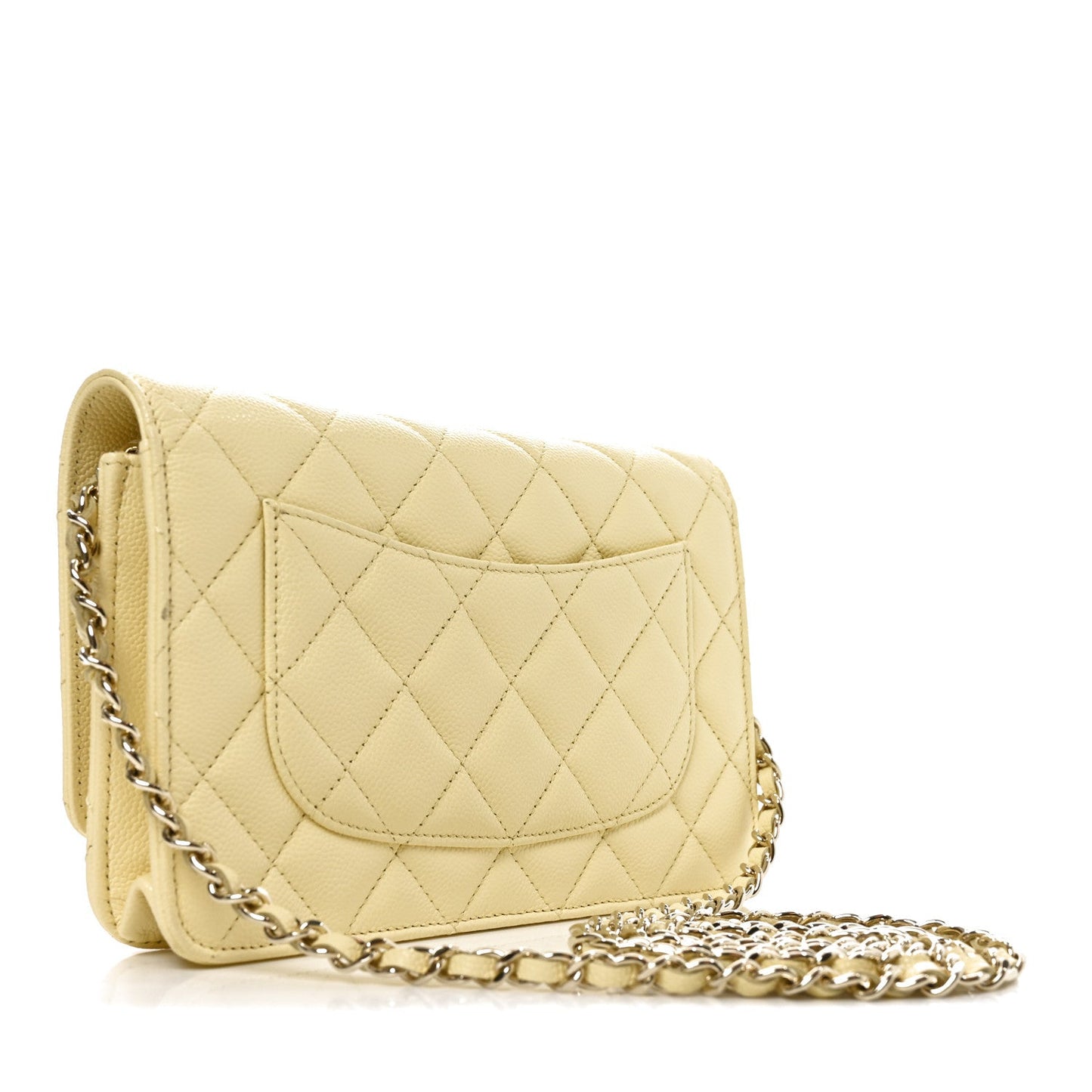 Caviar Quilted CC Turnlock Wallet On Chain WOC Light Yellow