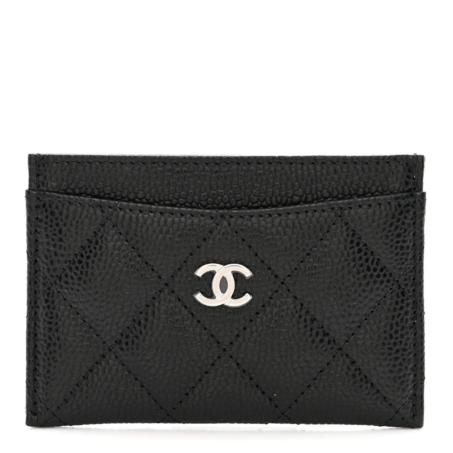 Caviar Quilted Card Holder Black