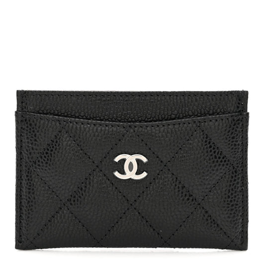 Caviar Quilted Card Holder Black