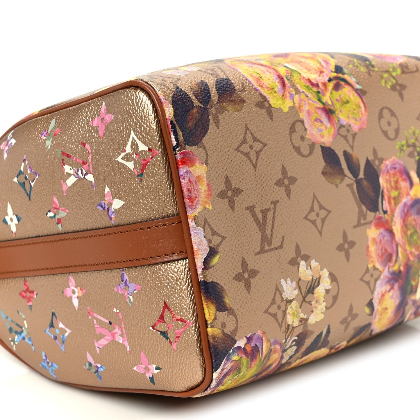 Metallic Monogram LV Garden Speedy Bandouliere 25 Gold