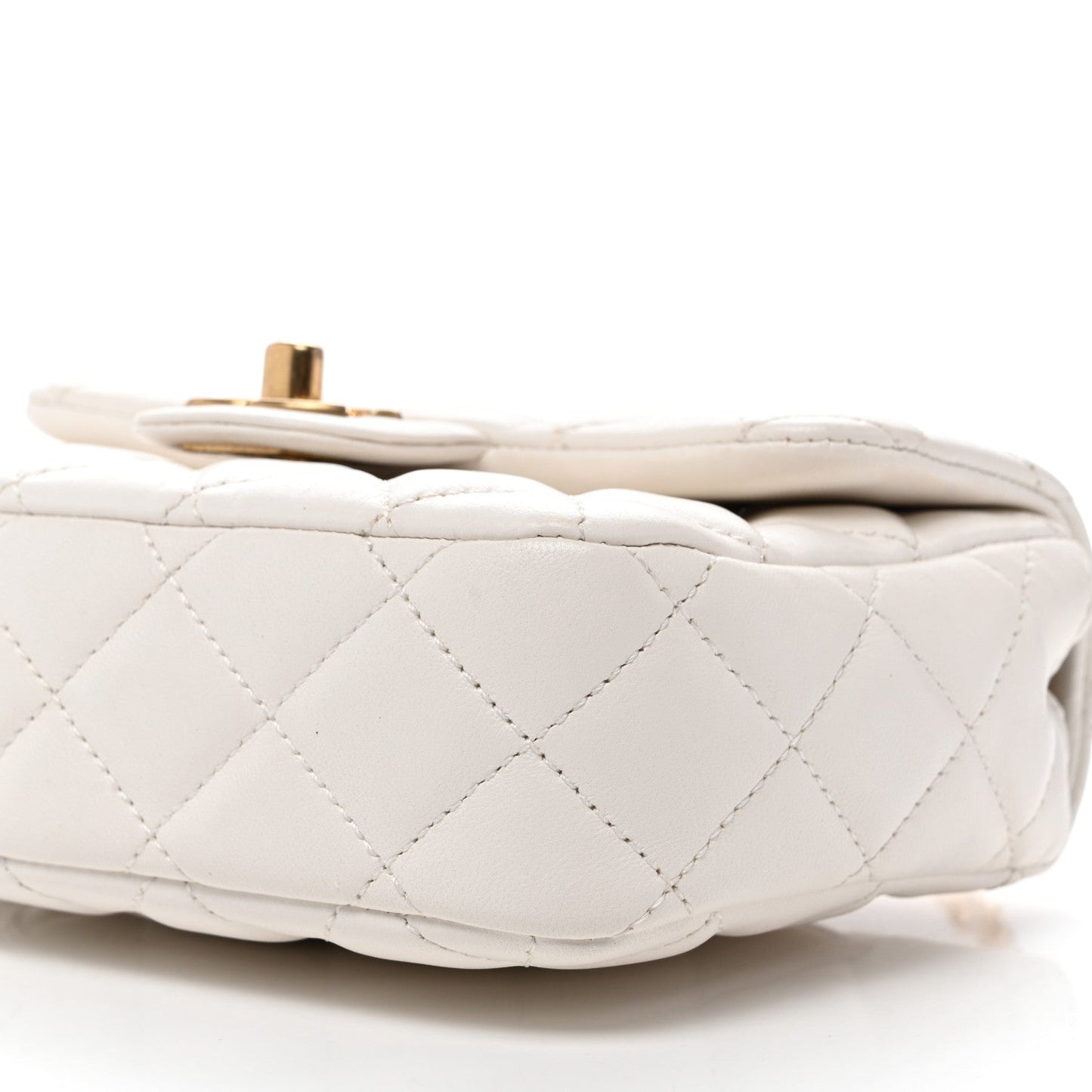 Lambskin Enamel Quilted Mini Coco Hearts Square Flap White