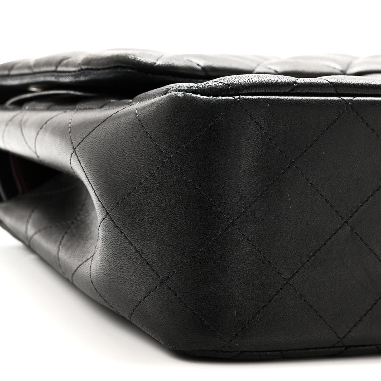 Lambskin Quilted Jumbo Double Flap Black