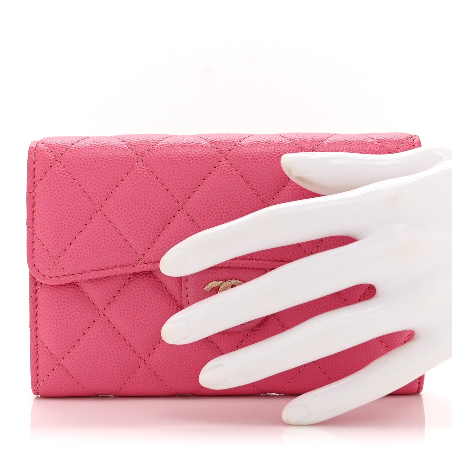 Caviar Quilted Medium Flap Wallet Pink