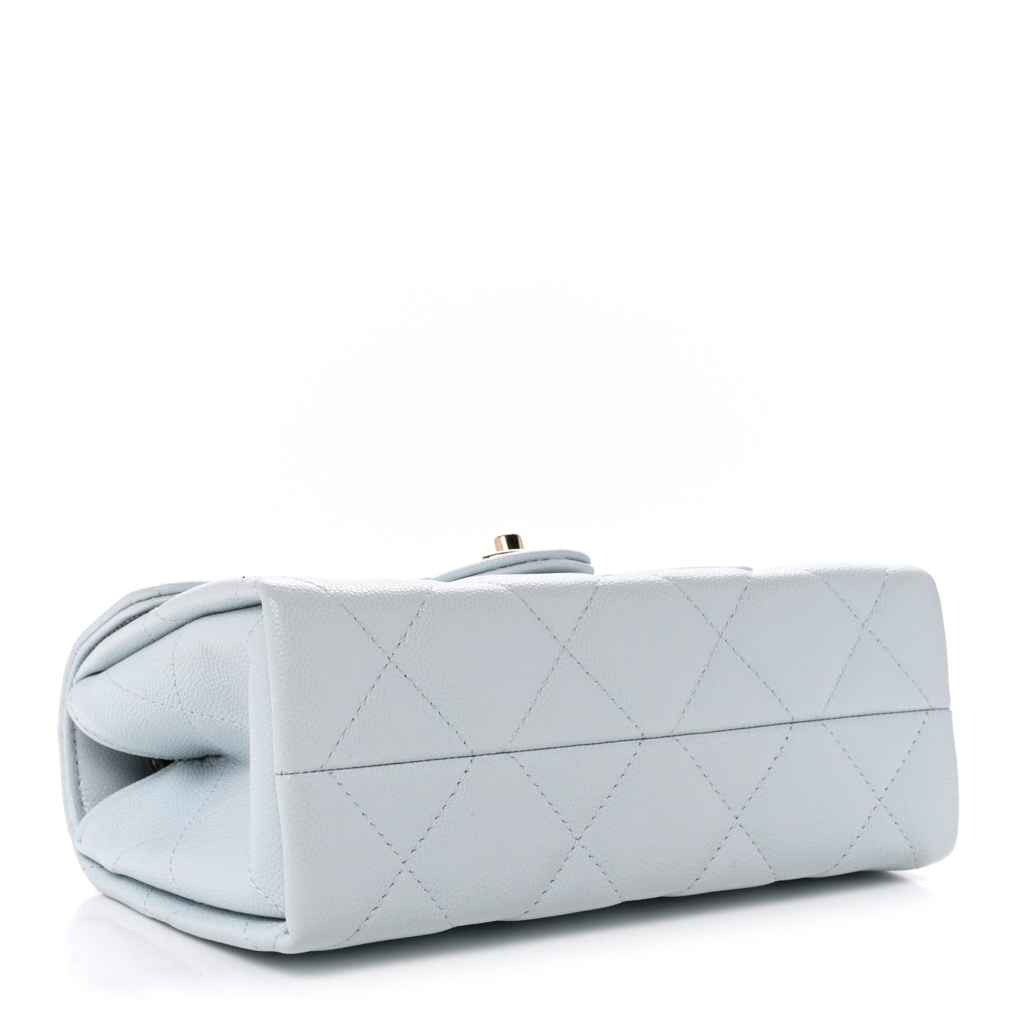 Caviar Quilted Mini Retro Twist Top Handle Flap Light Blue