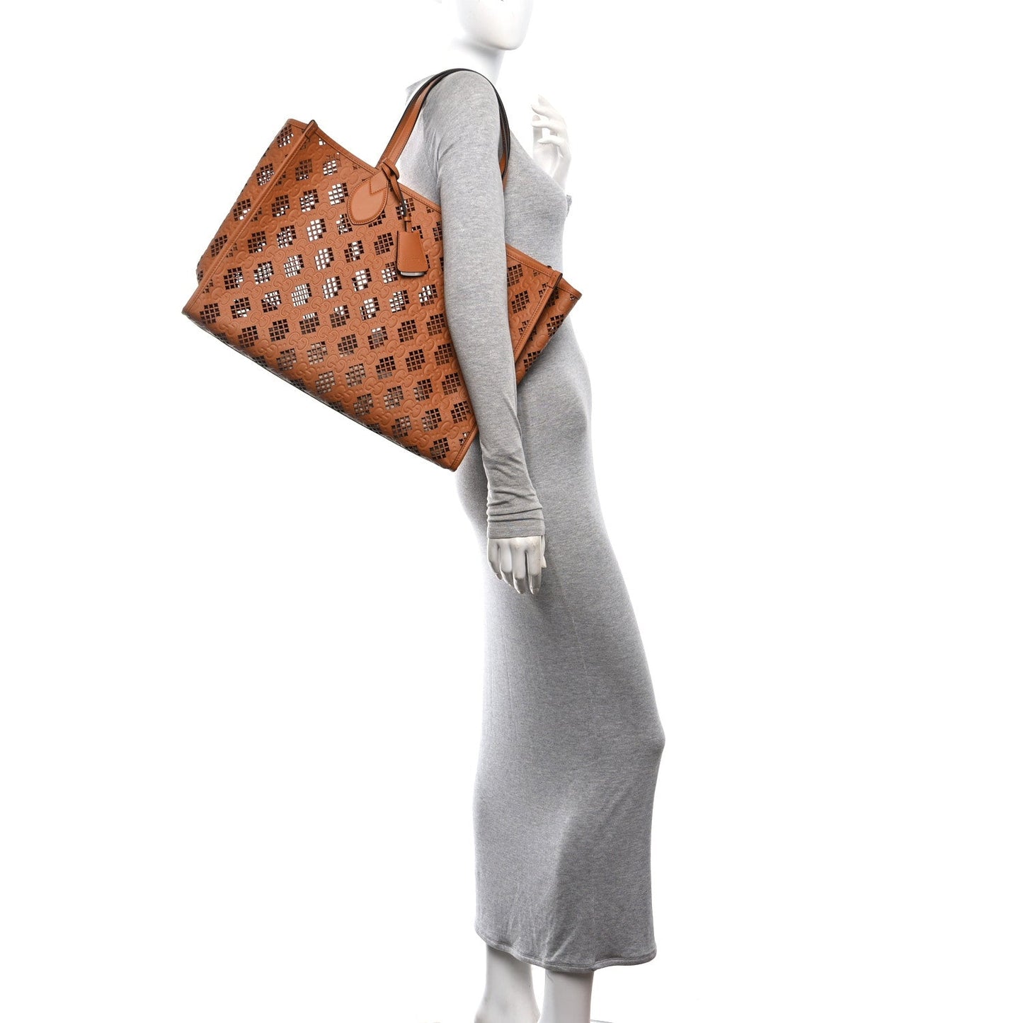 Calfskin GG Monogram Diamond Cut Medium Ophidia Tote Bag Brown