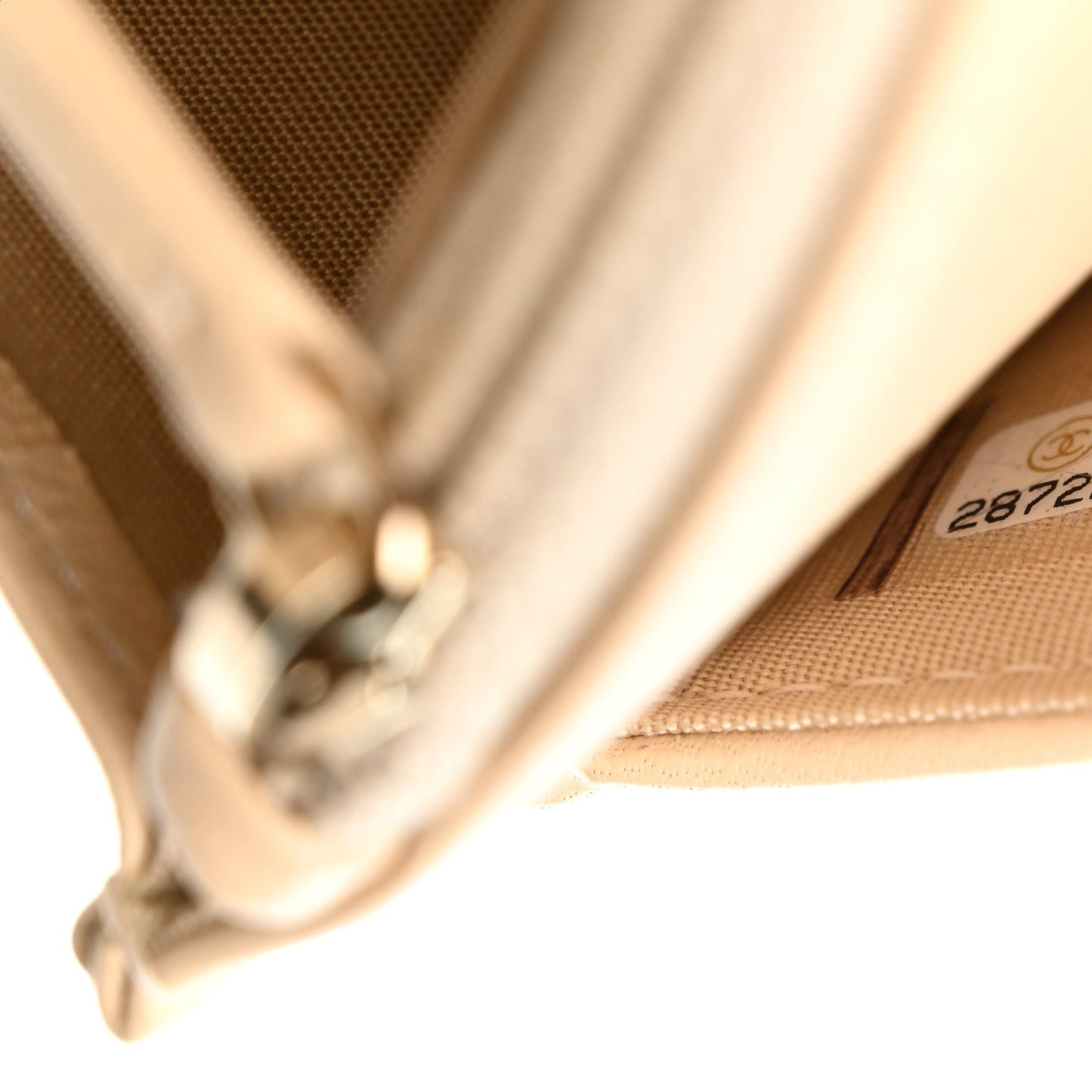 Lambskin Quilted Chanel 19 Wallet On Chain WOC Beige