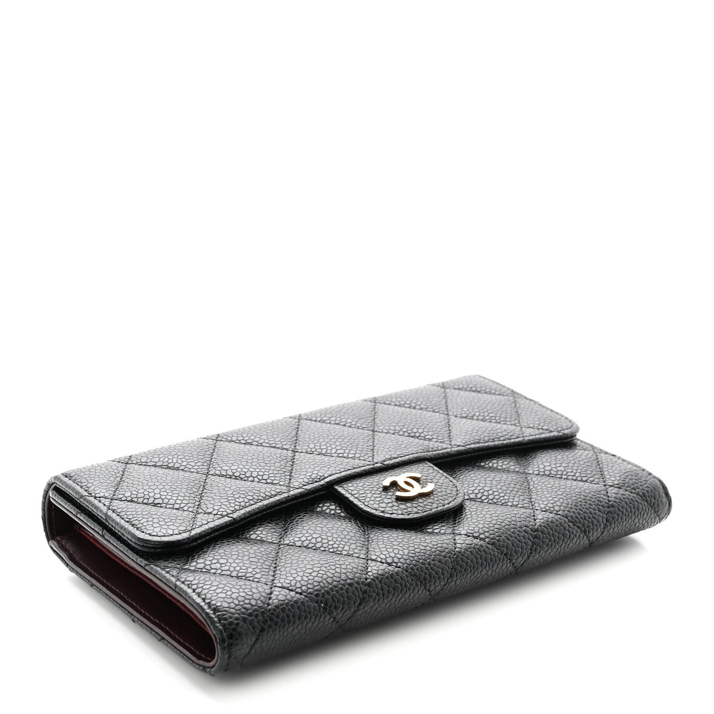 Caviar Quilted Large Flap Wallet Black