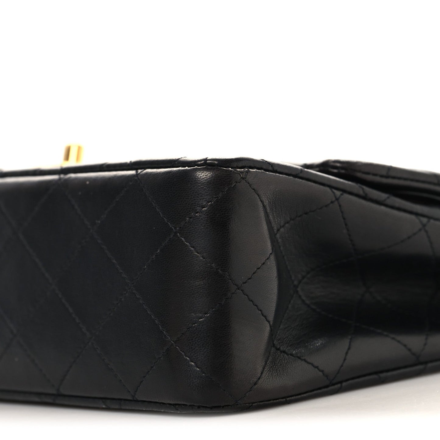 Lambskin Quilted Medium Double Flap Black