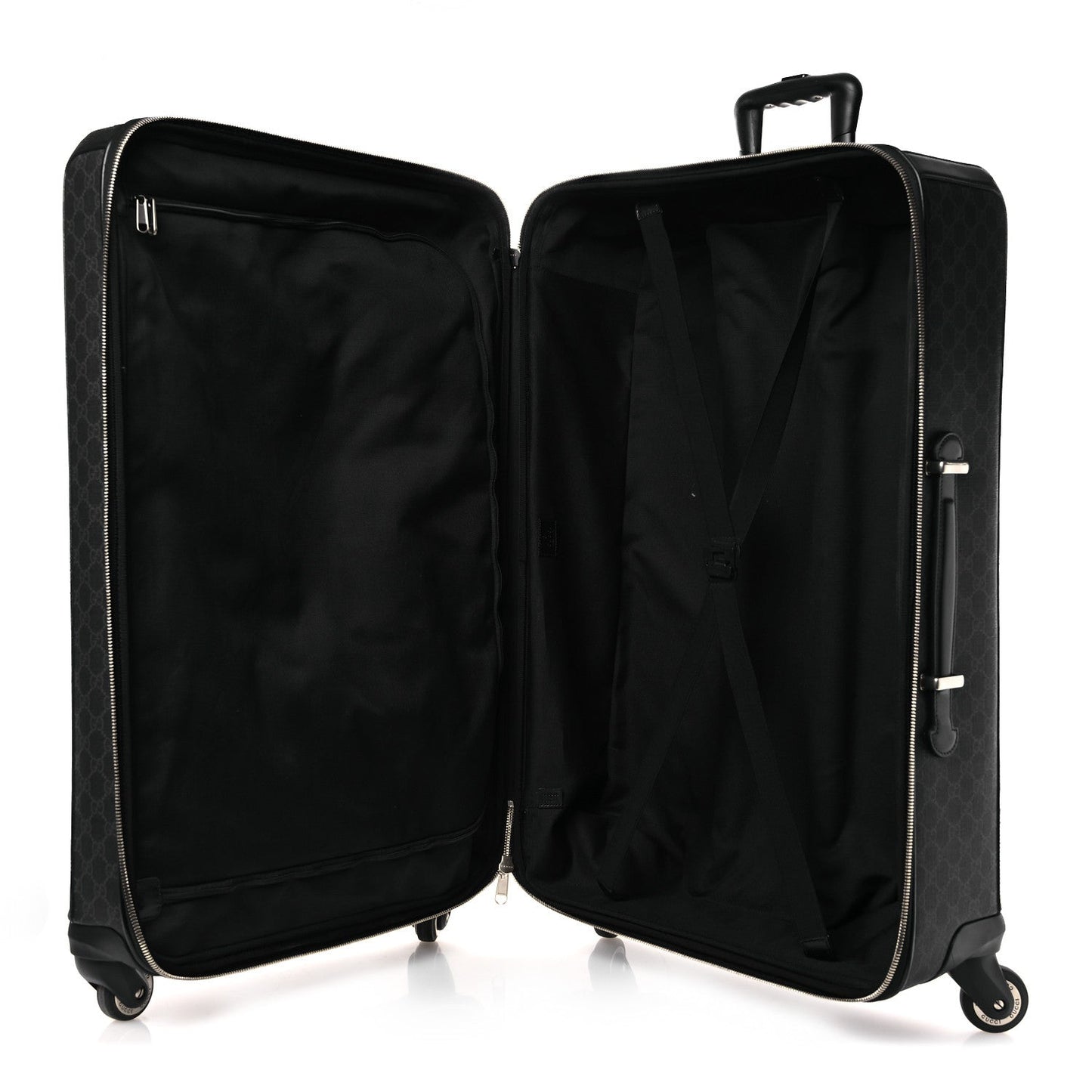 GG Supreme Monogram Large Four Wheel Suitcase Black Grey