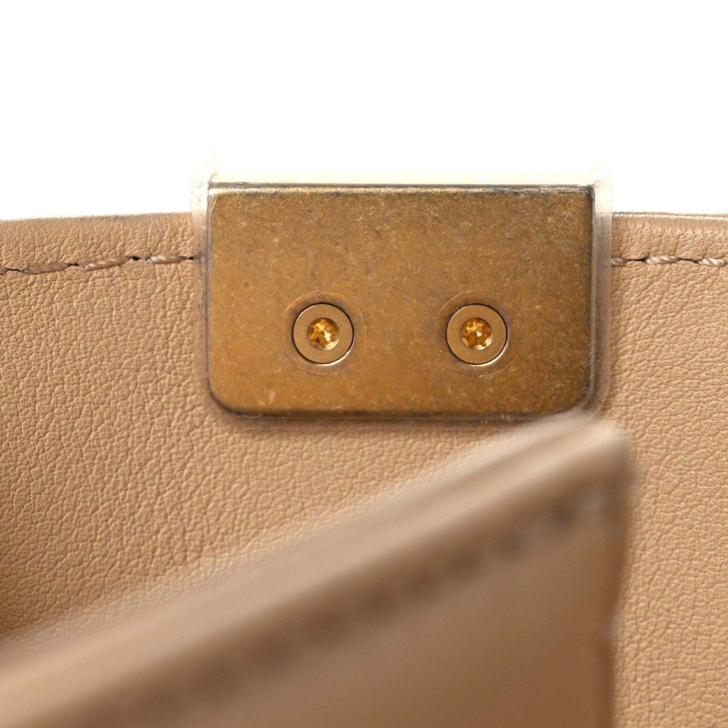 Calfskin Quilted Medium Boy Top Handle Flap Beige