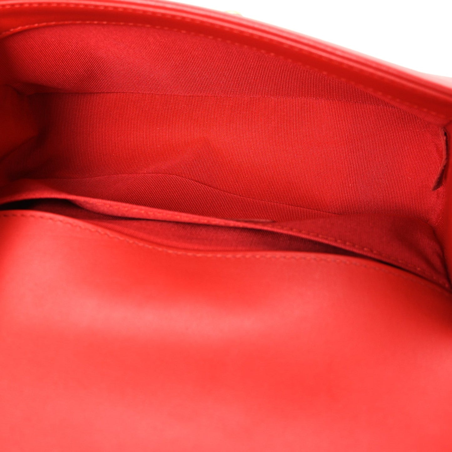 Calfskin Chevron Quilted Small Boy Flap Red