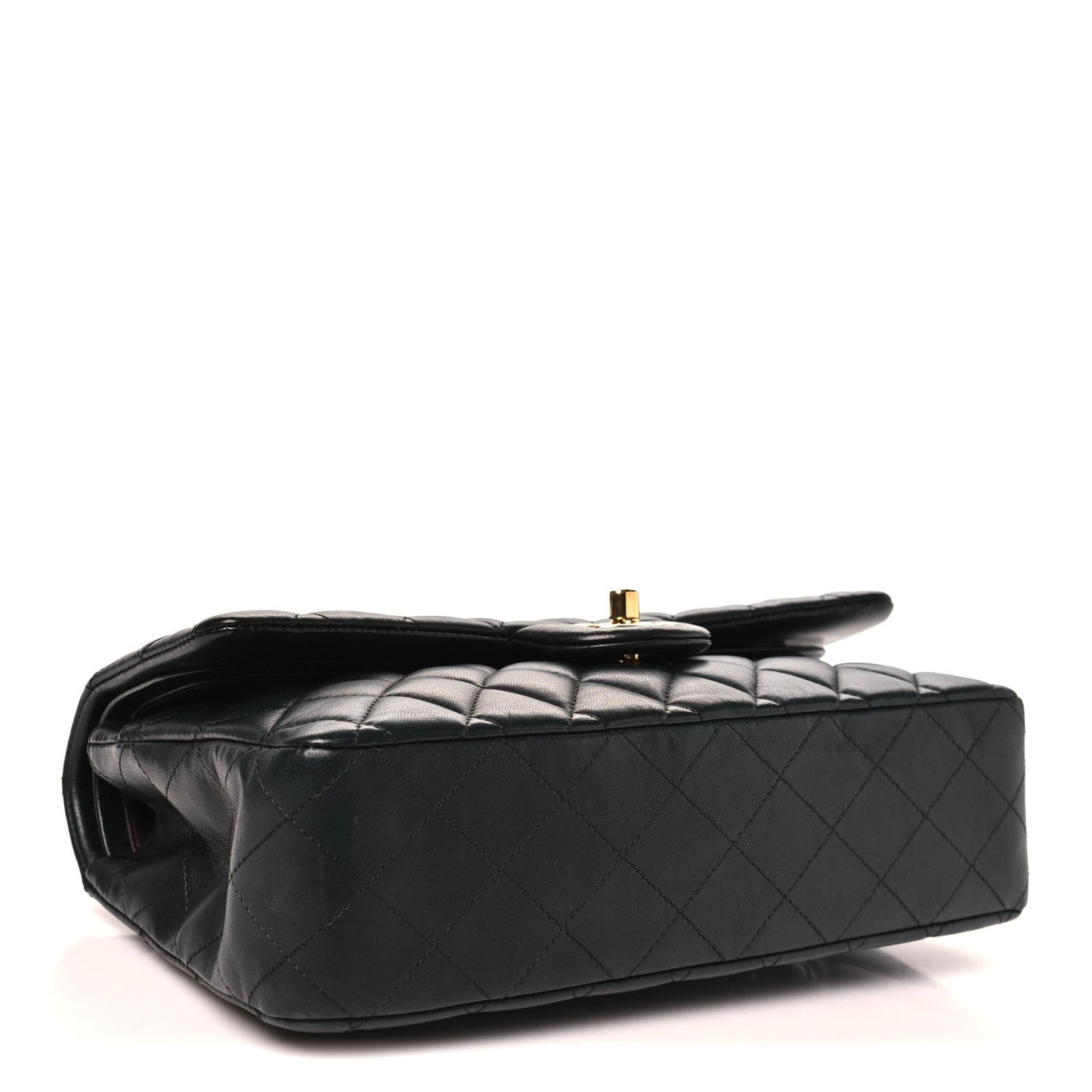 Lambskin Quilted Medium Double Flap Black