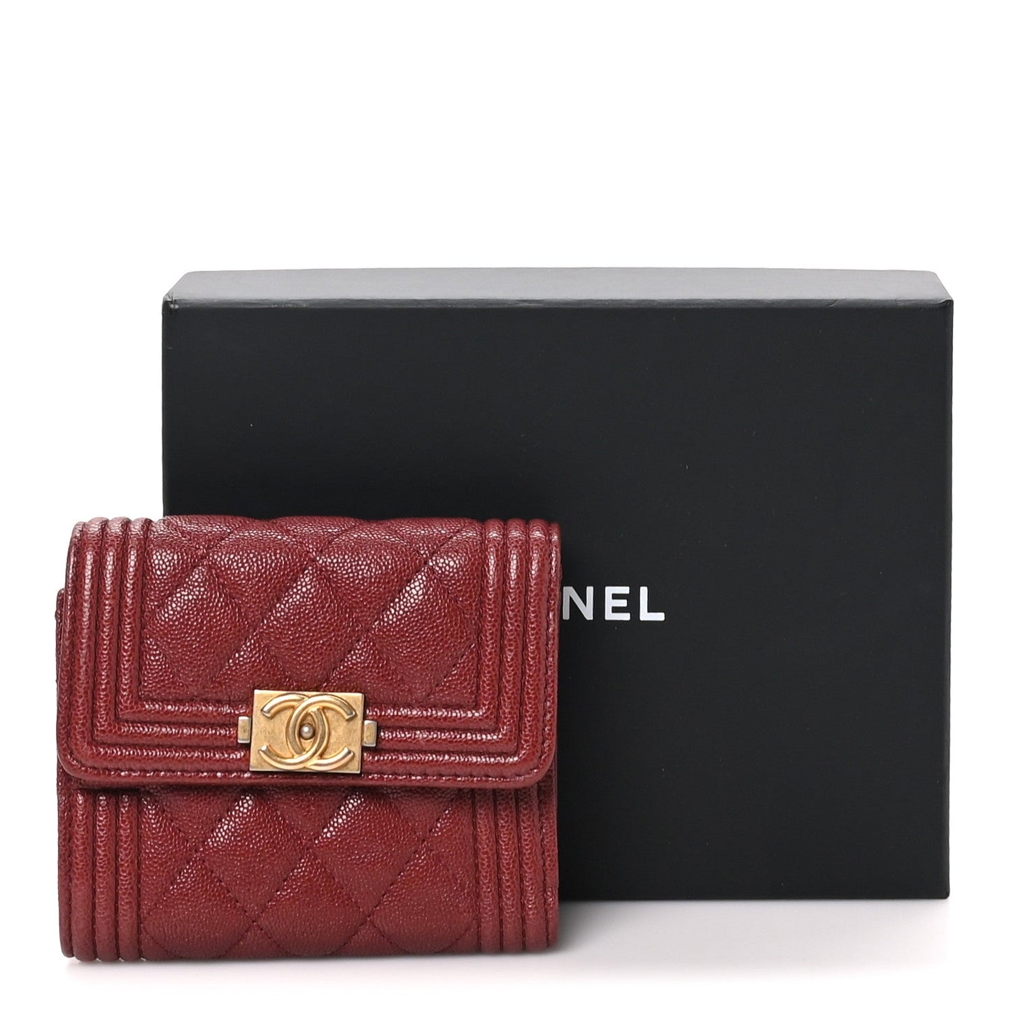 Caviar Quilted Small Boy Flap Wallet Red