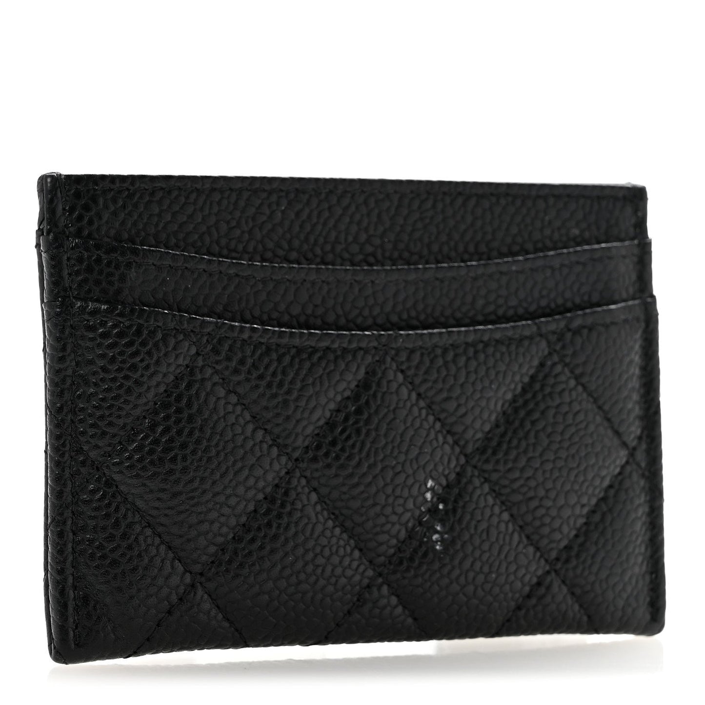 Caviar Quilted Card Holder Black