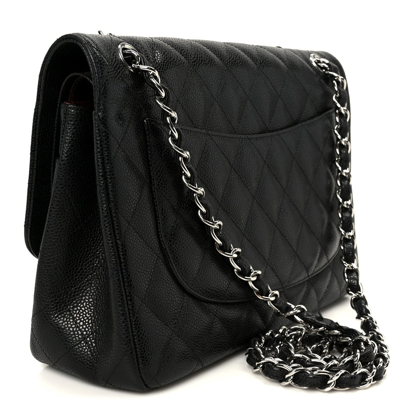 Caviar Quilted Jumbo Double Flap Black