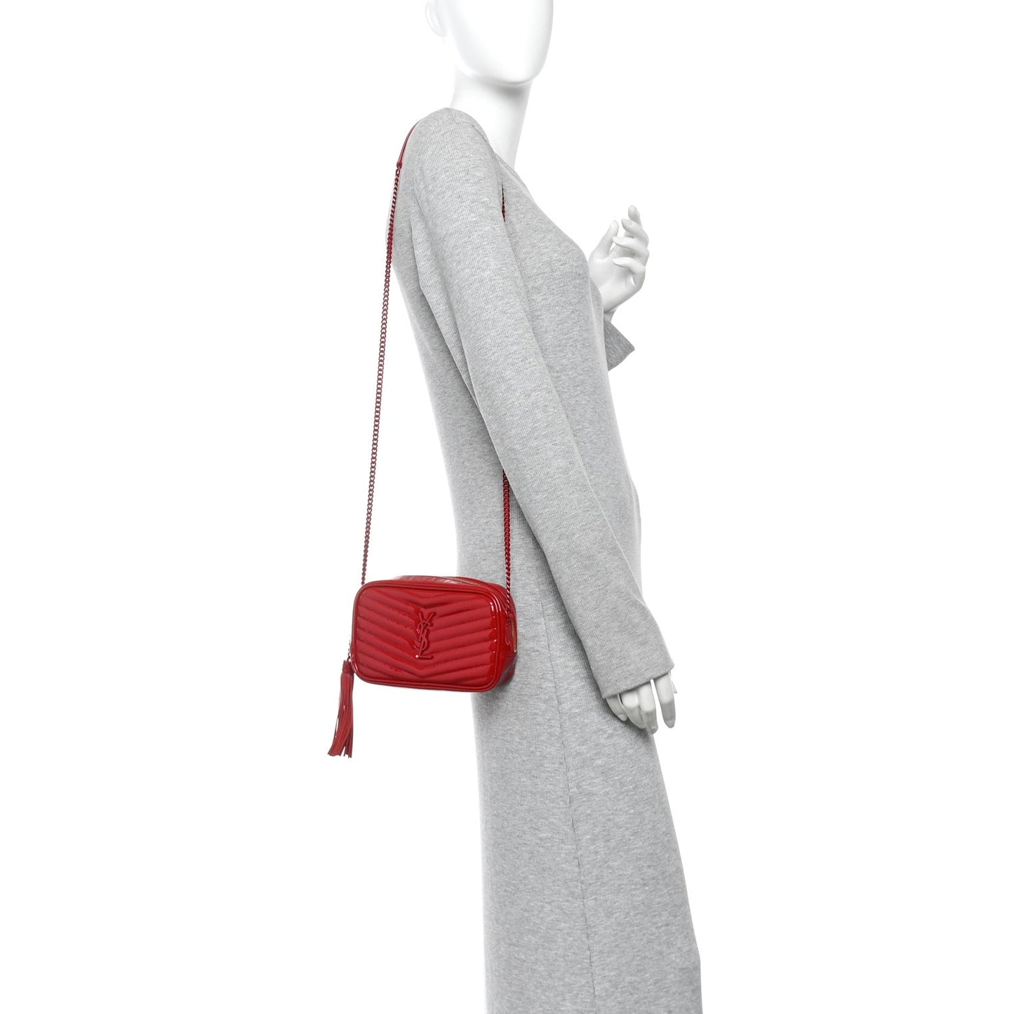 Patent Calfskin Matelasse Monogram Mini Lou Camera Bag Eros Red