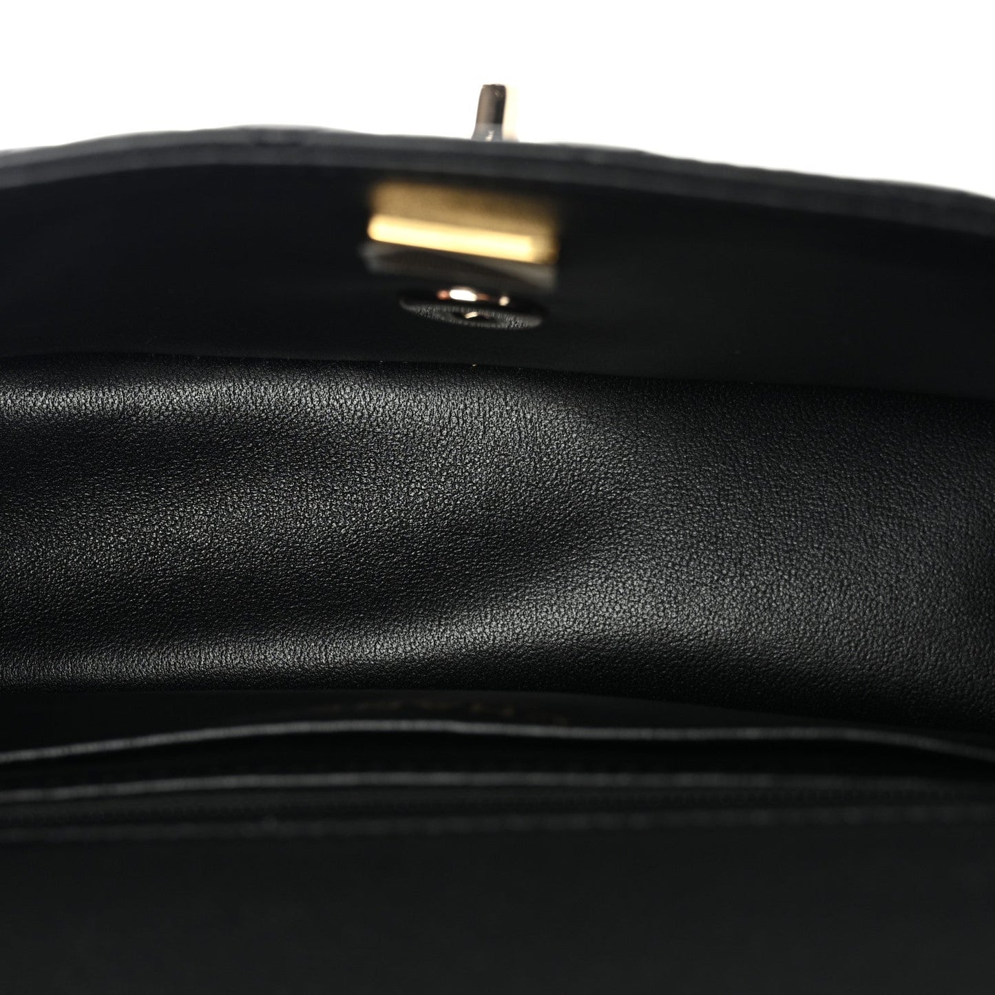 Lambskin Quilted Mini Top Handle Rectangular Flap Black