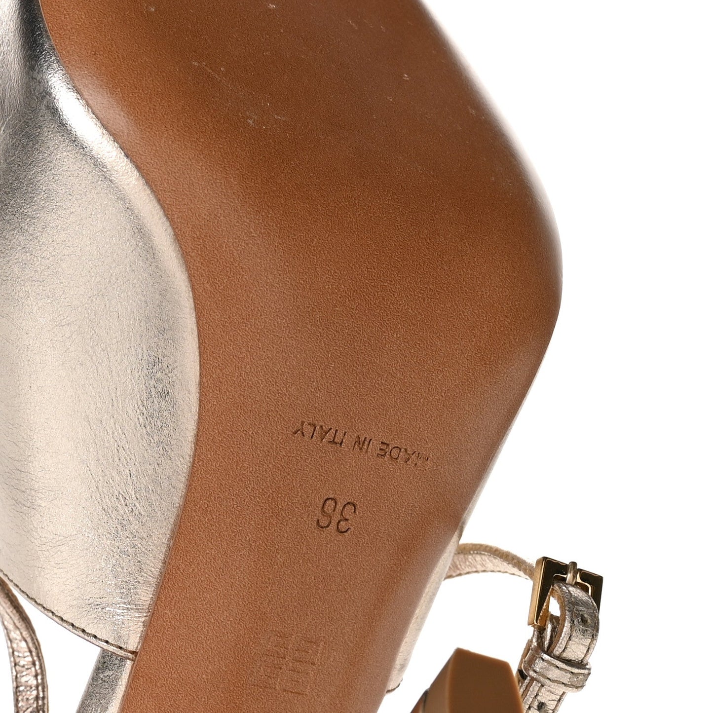 Laminated Sheepskin Show Slingback Pumps 36 Dusty Gold