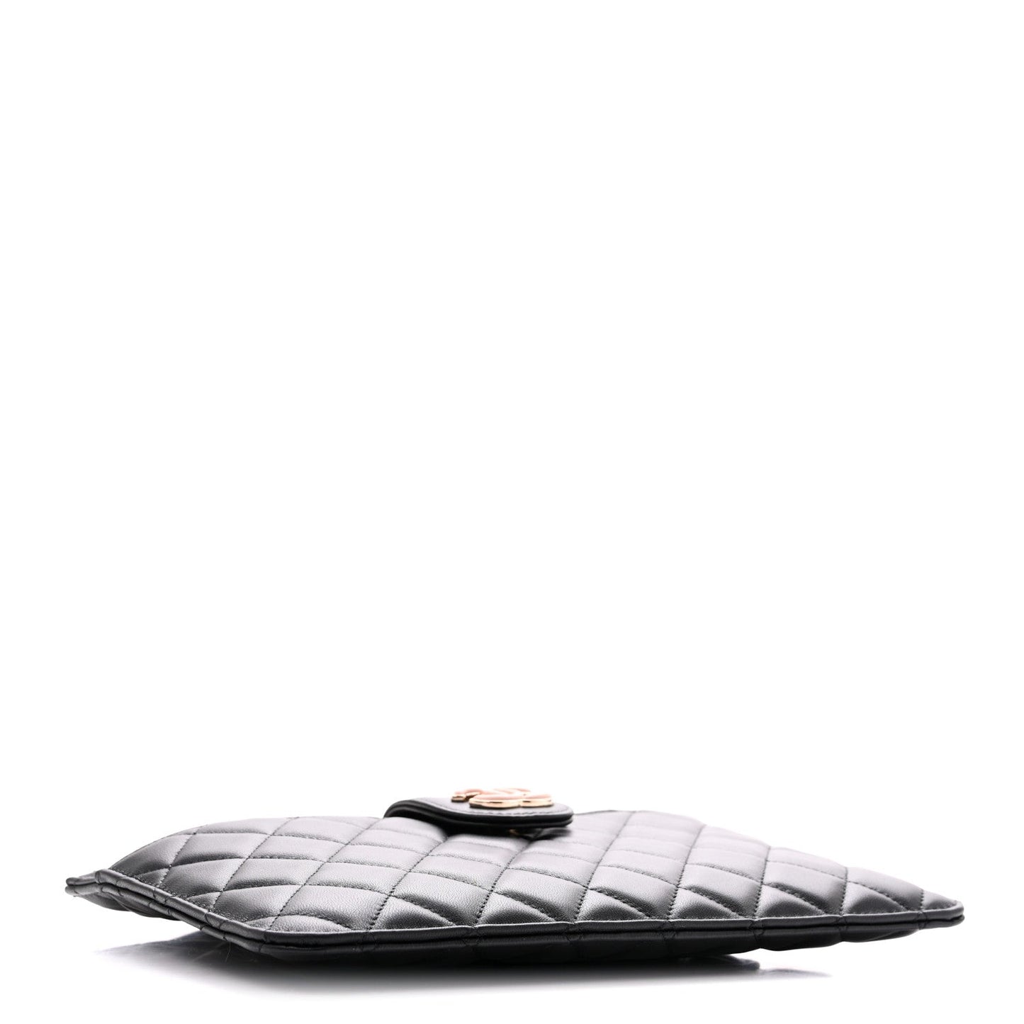 Lambskin Quilted Sunset Boulevard Pouch Case Black Pink