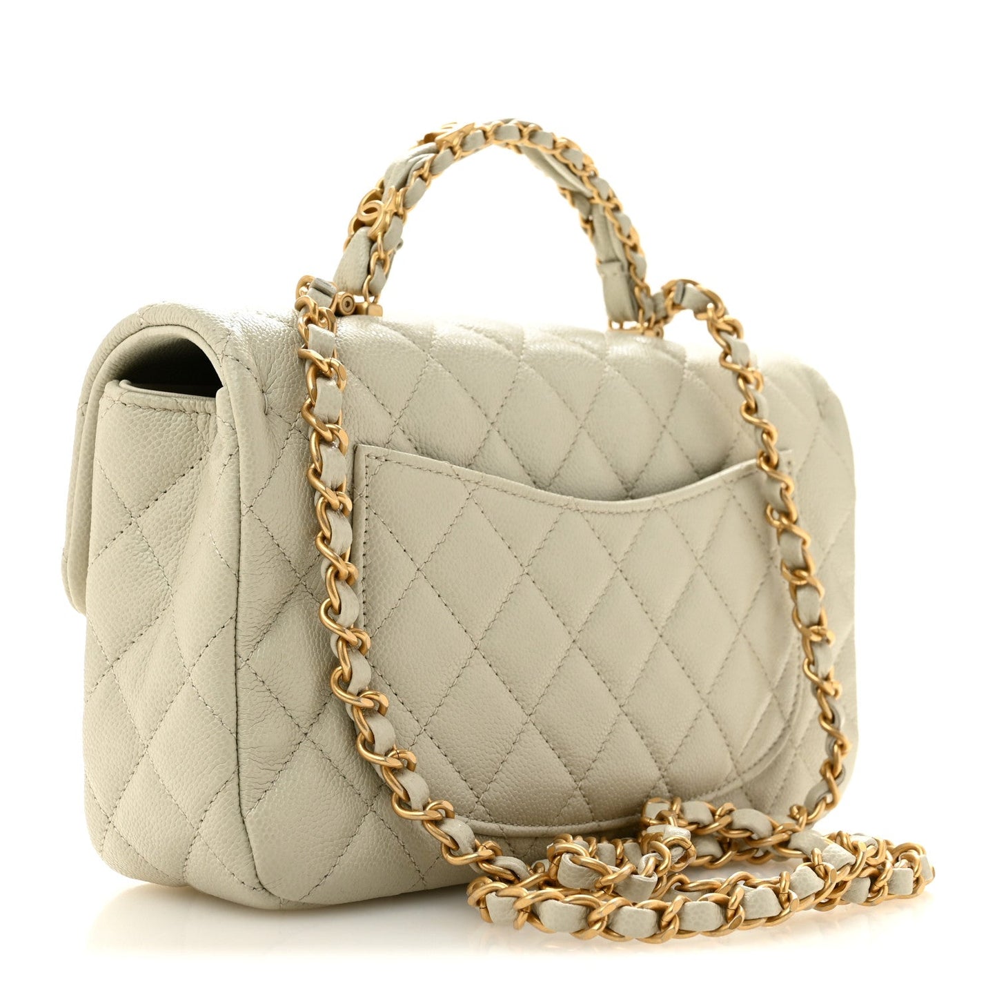 Caviar Quilted Small Handy CC Flap Light Grey