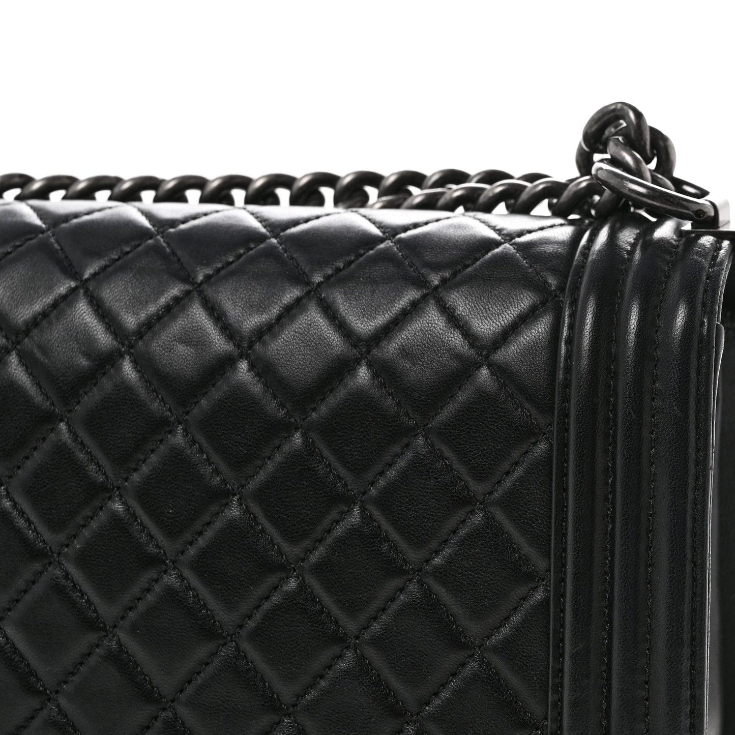 Lambskin Quilted Medium Boy Flap Black