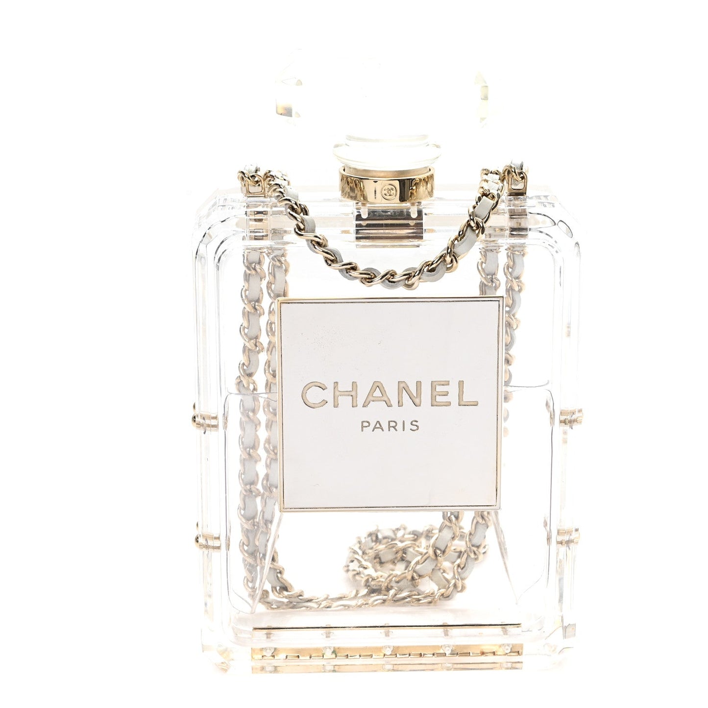 Transluscent Plexiglass Perfume Bottle Clutch